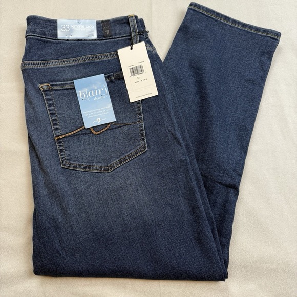 7 For All Mankind Women's Blue Kimmie Skinny Cropped Jeans Pants Size 33 NWT - Picture 1 of 12